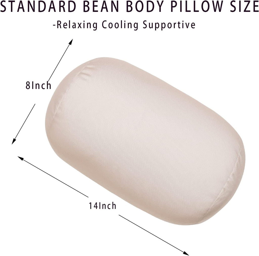 Squish Bean Bed Microbead Pillow Bolster Tube Body Pillow Smooth Cool Touch Fabric Neck & Back Support Throw Travel Pillow Fun Colors…
