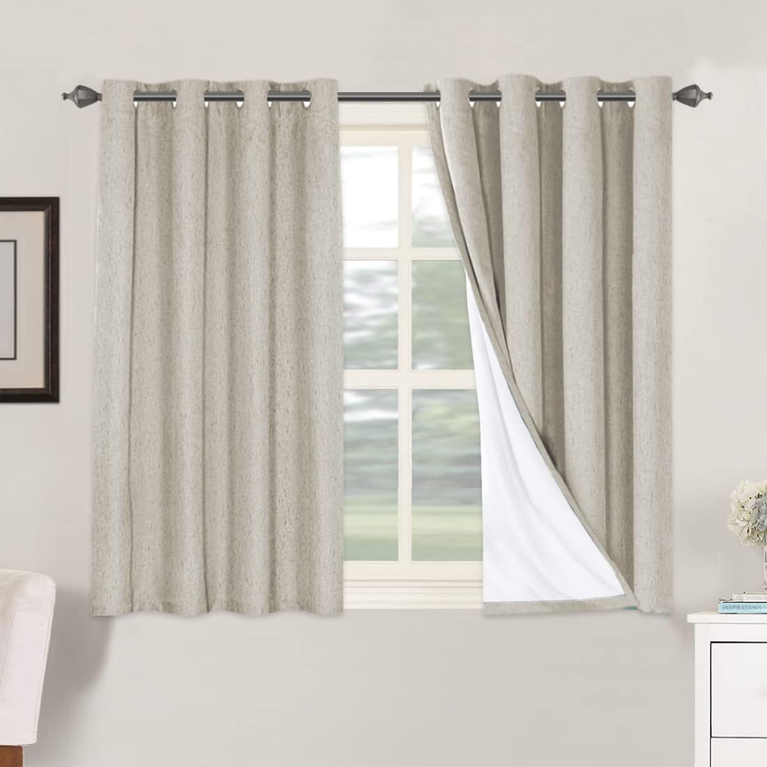H.VERSAILTEX 100% Blackout Curtains for Bedroom Thermal Insulated Linen Textured Curtains Heat and Full Light Blocking Drapes Living Room…
