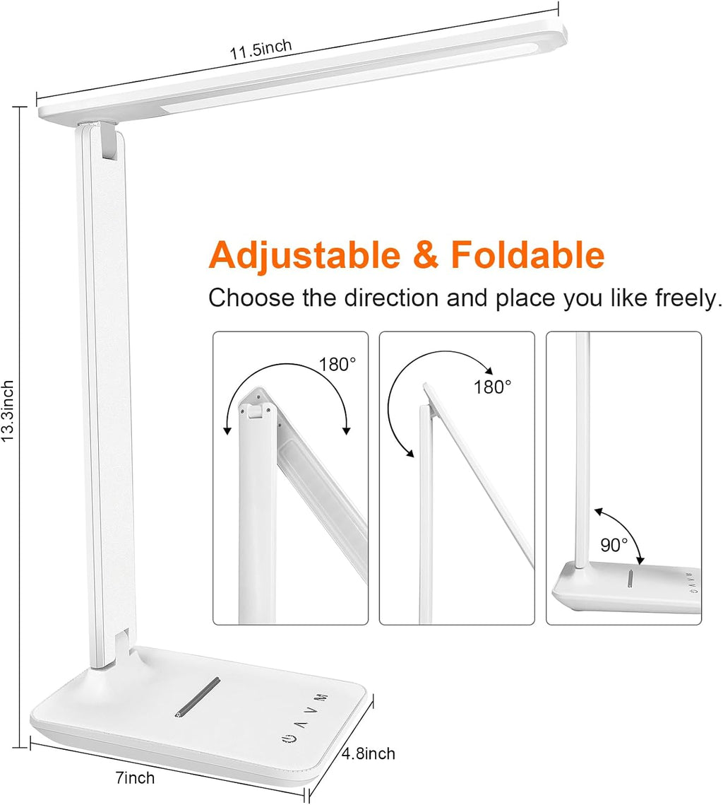 karidi LED Desk Lamp Dimmable Table Lamp with USB Charging Port, 5 Lighting Modes, Sensitive Control, Foldable Portable Desk Light for…