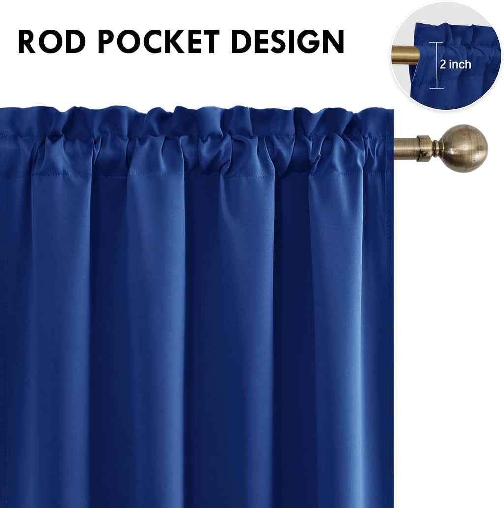 Dwcn Blackout Curtains Room Darkening Thermal Insulated Bedroom Curtains Window Curtain Panels, 52 x 84 inches Long, Set of 2 Classic Blue…