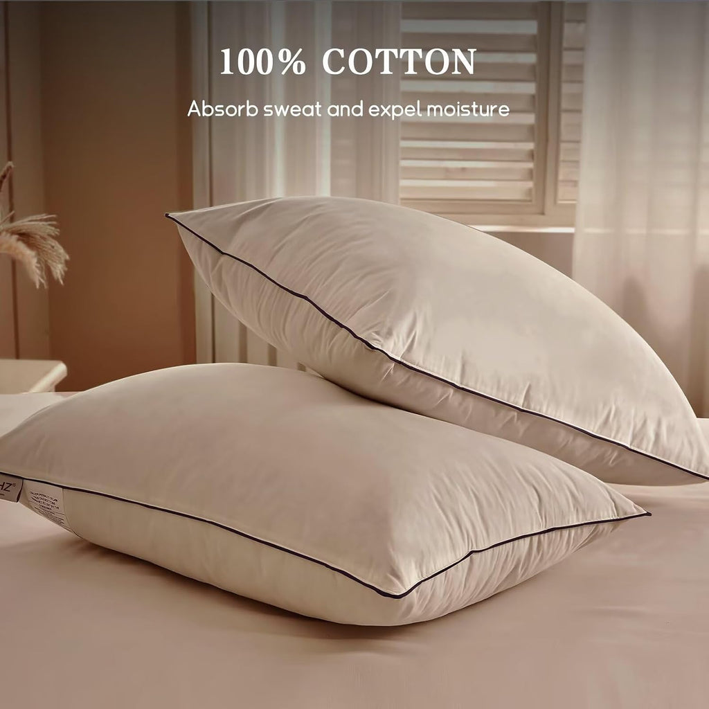BHZHouseholdProducts BHZ Goose Down Feather Pillows Standard Size Set of 4 Pack, Luxury Hotel Alternative Collection Bed Pillow for Sleepin…