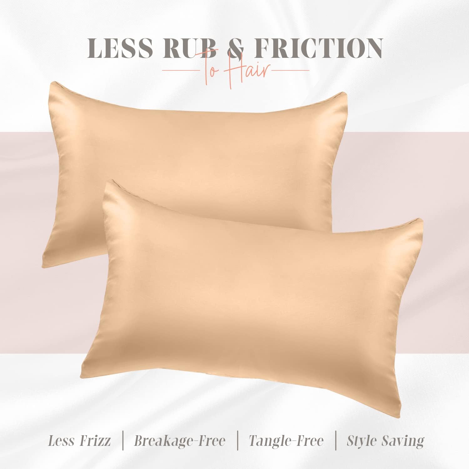 Elegantcomfort Elegant Comfort Silky and Luxurious 2-Piece Satin Pillowcase Set for Healthier Skin and Hair, Hidden Zipper Closure and Beau…