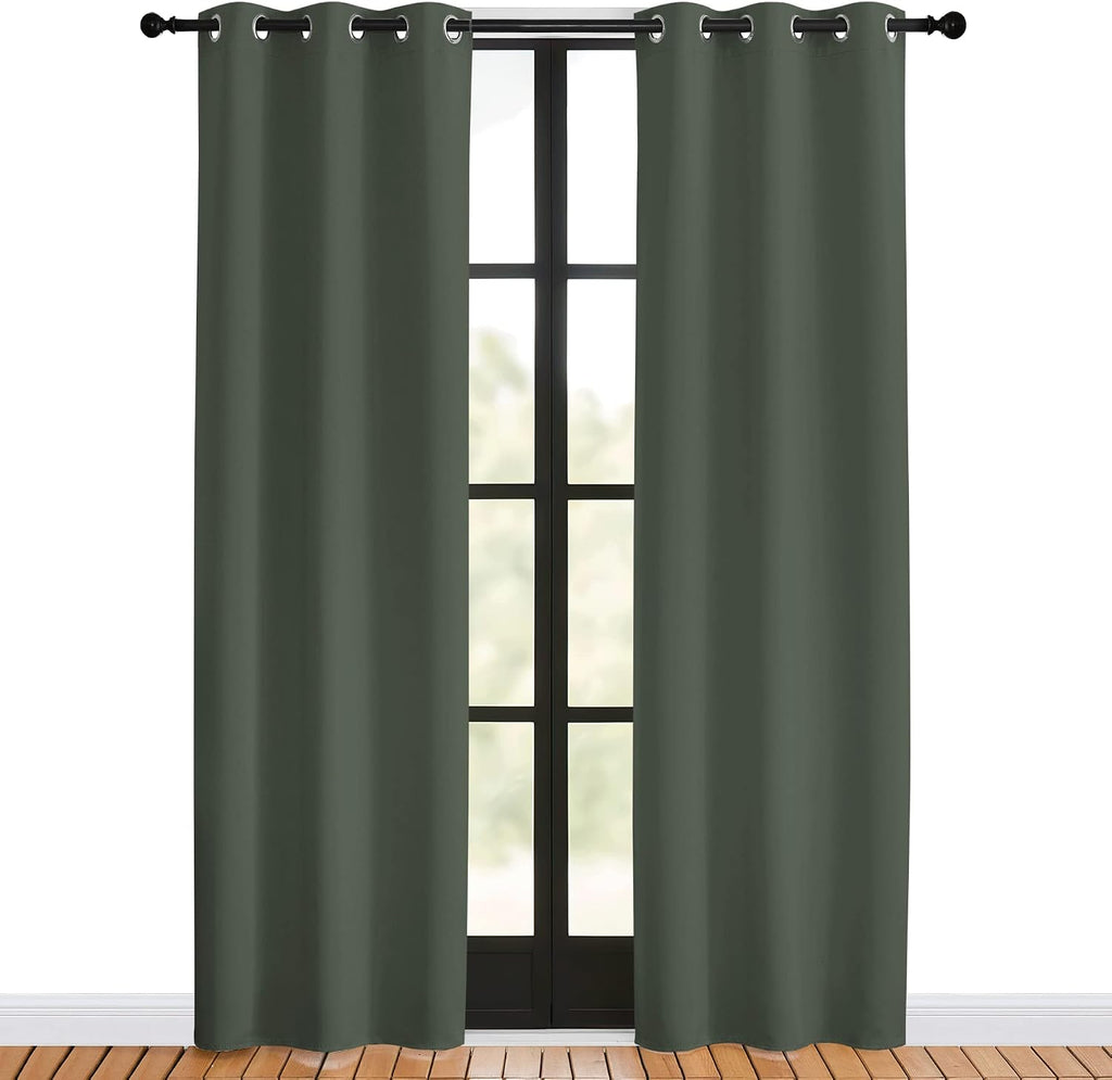 NICETOWN Thermal Curtains for Kids Room, Dark Mallard, Set of 2, 34 by 80 inches, Window Treatment Thermal Insulated Solid Grommet…