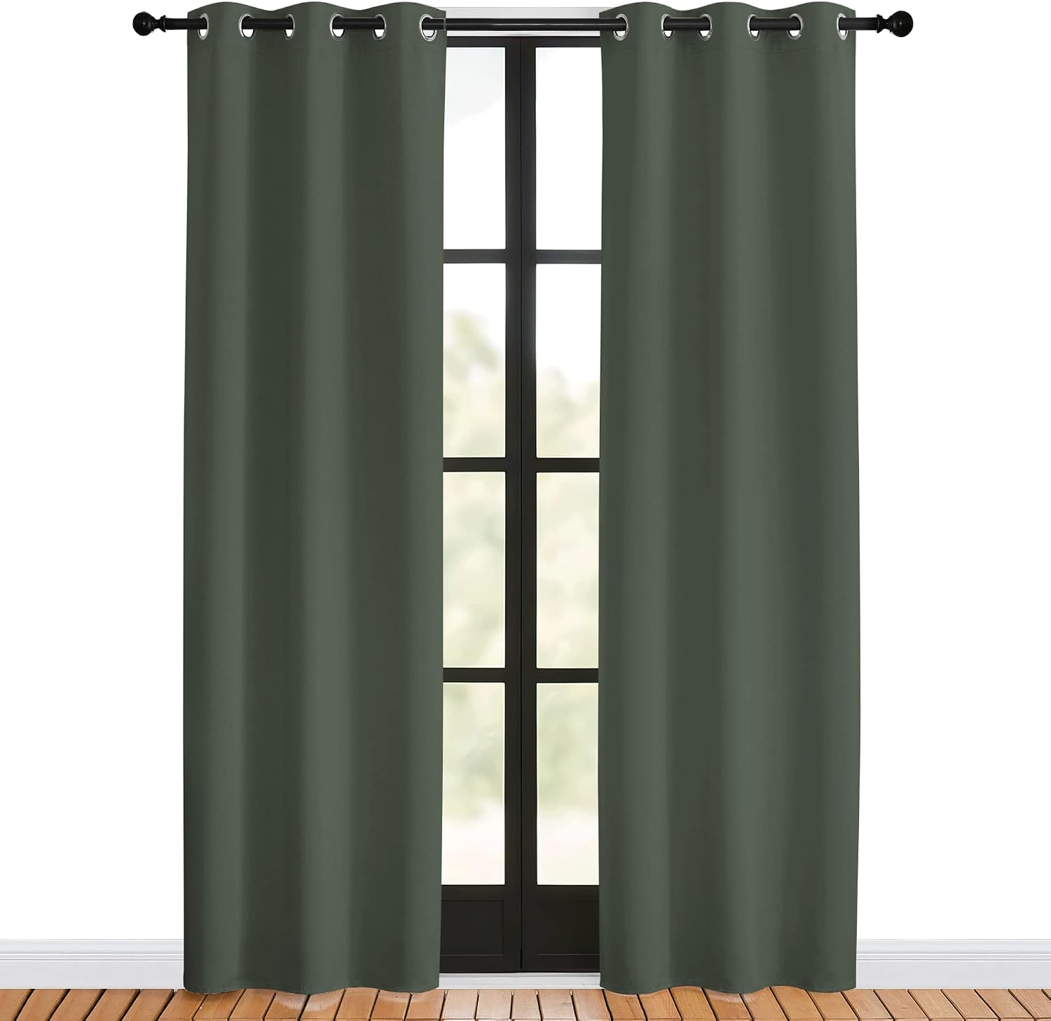 NICETOWN Thermal Curtains for Kids Room, Dark Mallard, Set of 2, 34 by 80 inches, Window Treatment Thermal Insulated Solid Grommet…