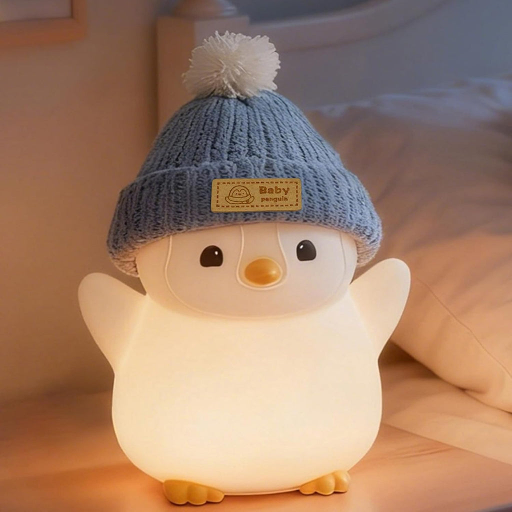 FAMIDUO-BrightenYourLife FAMIDUO Penguin Night Light for Kids, Adorable Penguin Lamp with Hat, Food Grade Silicone Nursery Nightlight, Rech…