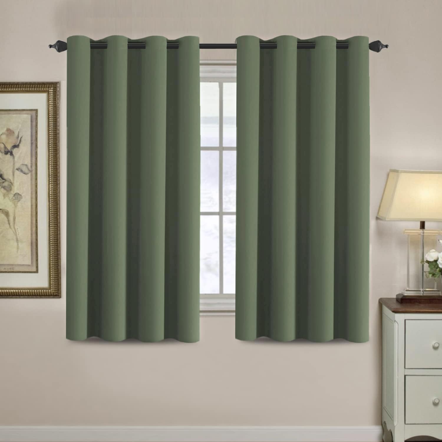H.VERSAILTEX Blackout Curtain for Living Room Thermal Insulated Window Treatment Curtain 54 inch Length Energy Saving Solid Gro…