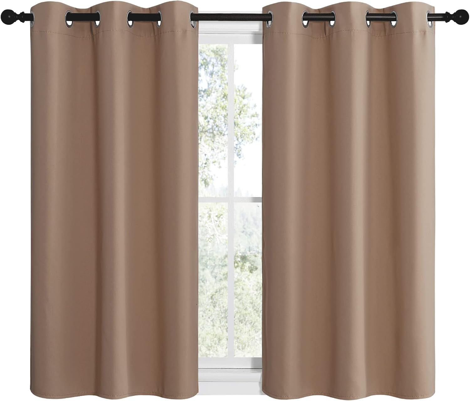 NICETOWN Room Darkening Curtain Panels for Cafe, Thermal Insulated Grommet Room Darkening Draperies/Drapes for Window (Cappuccino, 2…