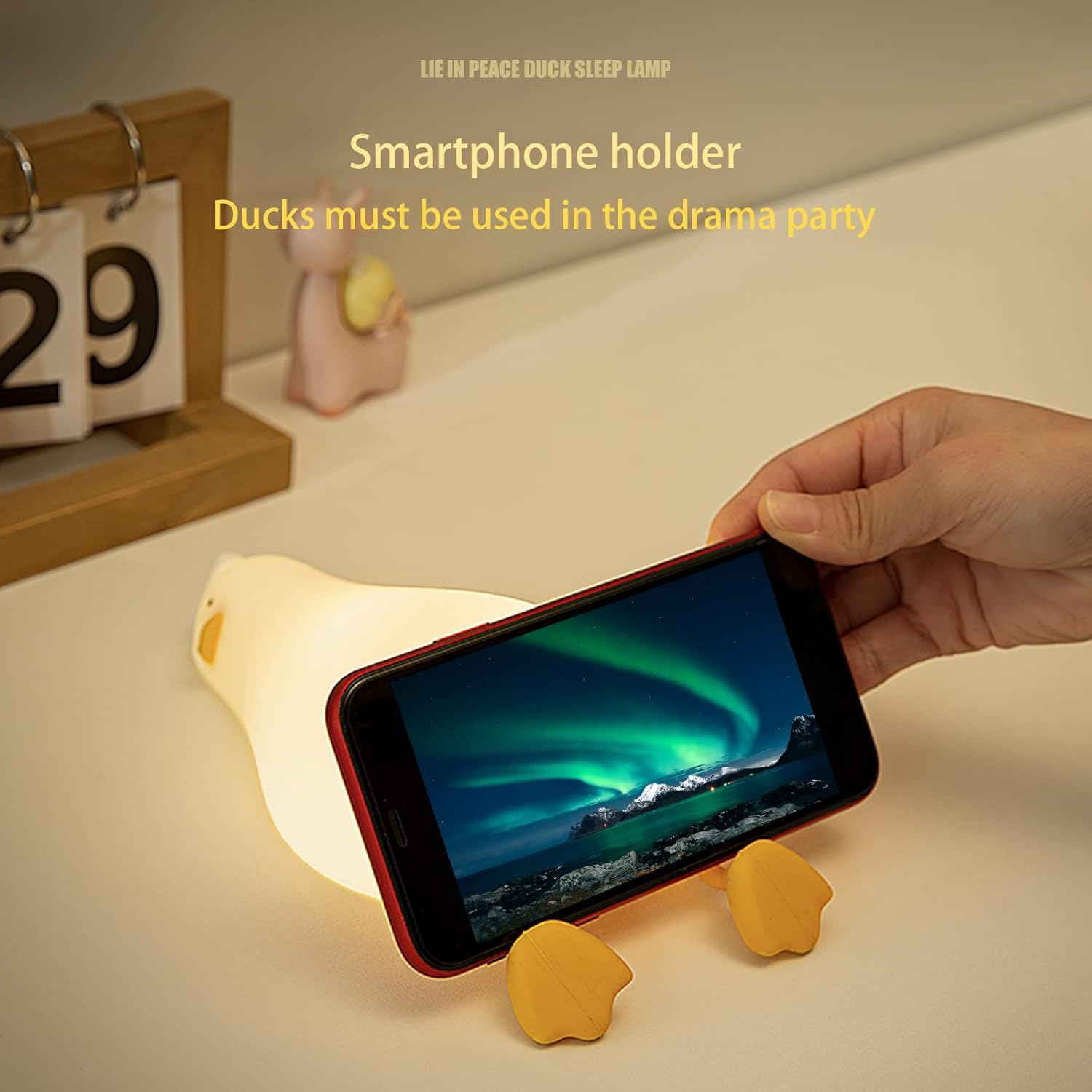 MUID Benson Lying Flat Duck Night Light, LED Squishy Duck Lamp, Cute Light Up Duck, Silicone Dimmable Nursery Nightlight, Rechargeable…