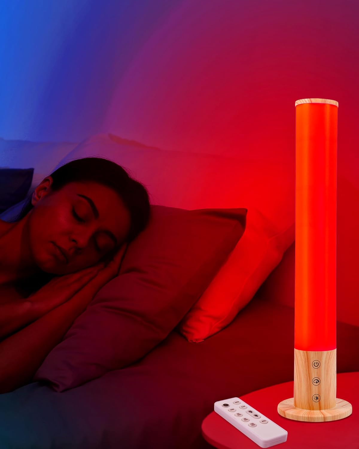 Red Light Night Light Lamp for Sleep GlowPillar Red Nightlight Desk Lamp with 670nm Wavelength Multi-Color and Brightness Options Remote…