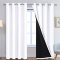 Yakamok Pure White 100% Blackout Curtains, 2 Thick Layers Completely Blackout Curtains Thermal Insulated Noise Reducing Drapes for Bedroom(…