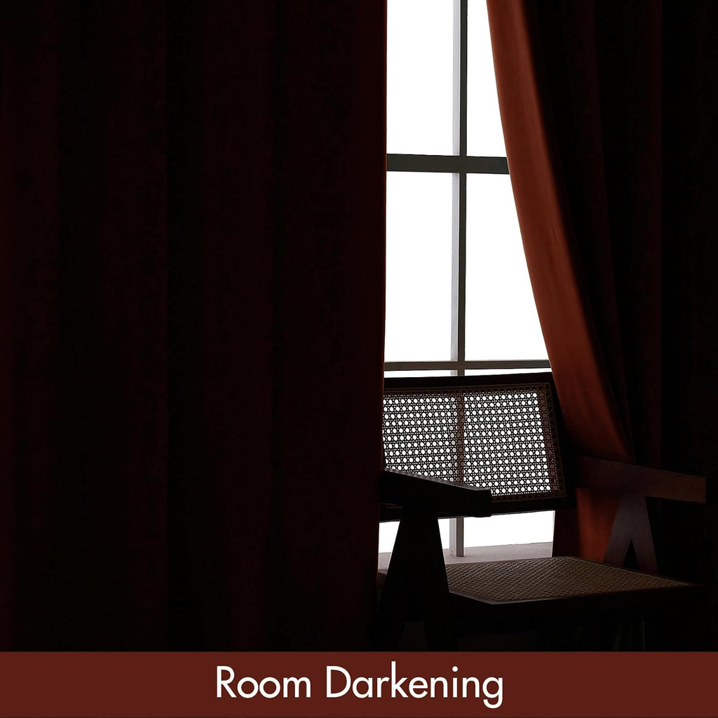 MIULEE Burnt Orange Velvet Curtains Thermal Insulated Blackout Curtain Fall Drapes for Bedroom Living Room Darkening 90 Inches Long Rust…