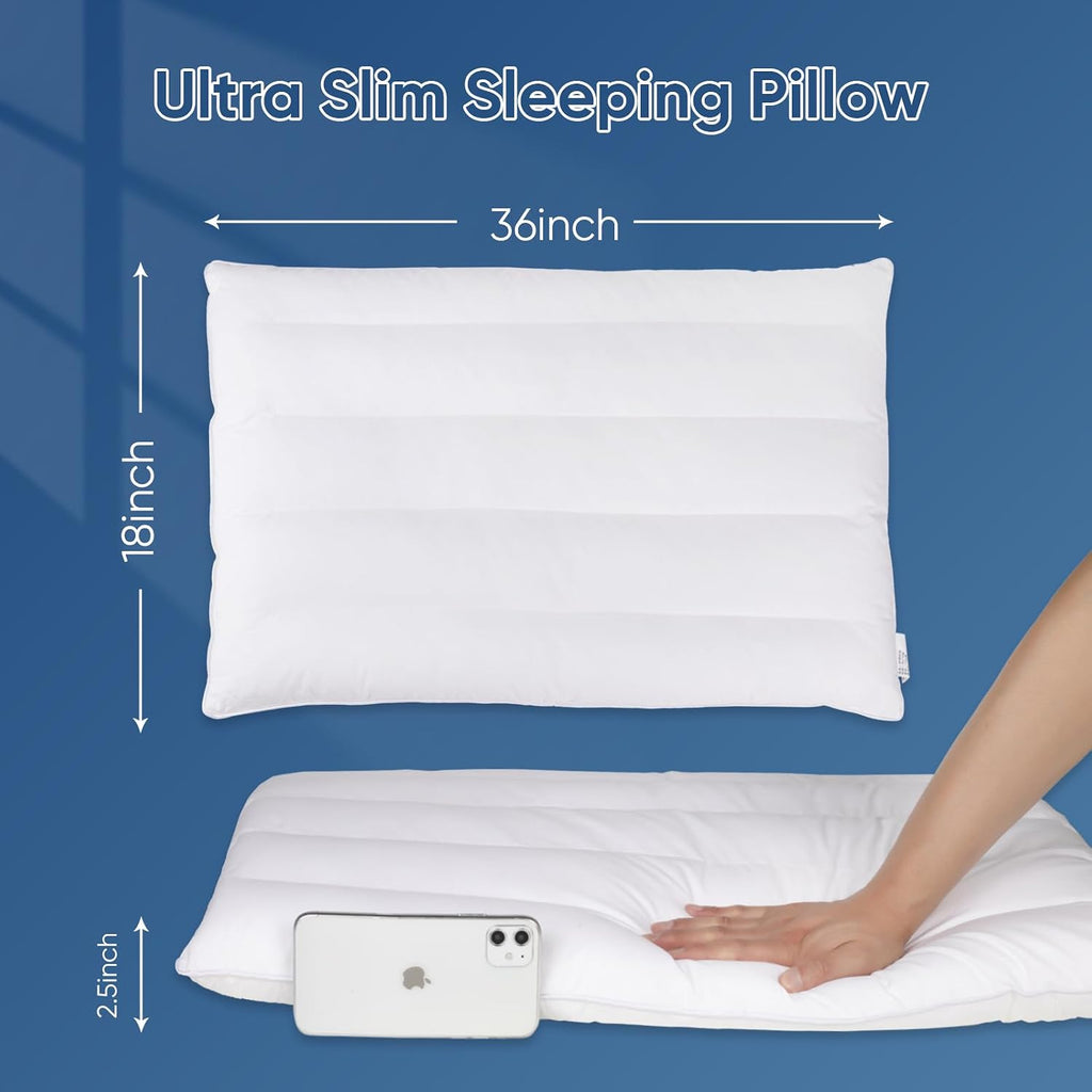 MINUPWELLHome MINUPWELL 2 Packs Ultra Flat Pillows for Sleeping Thin, 7D High Support 2.5 inch Height Ultra Thin Pillows, Bed Pillows f…
