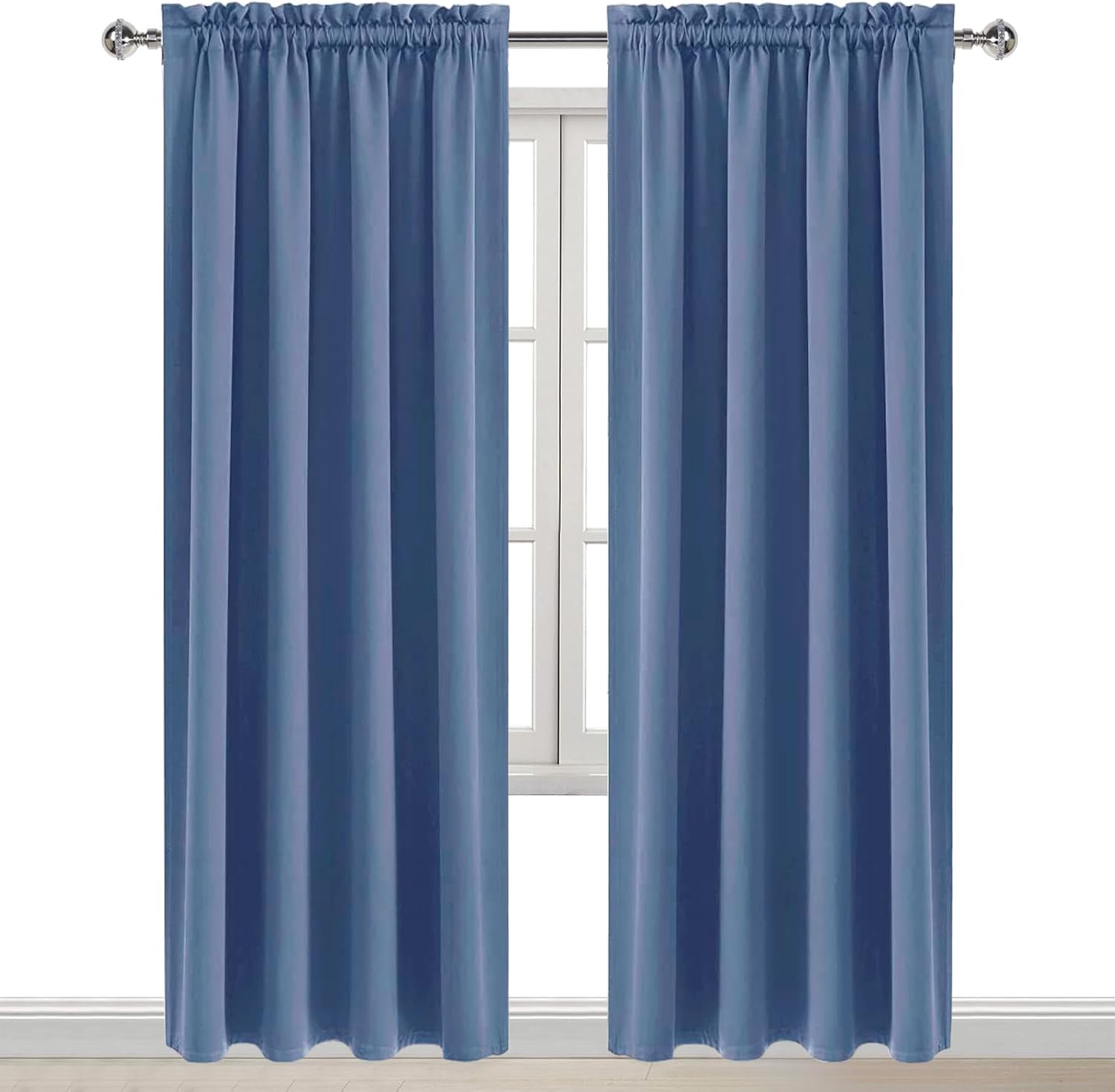 DWCN Blackout Curtains – Thermal Insulated, Energy Saving & Noise Reducing Bedroom and Living Room Curtains, Dusty Blue, W 52x L 95 Inch…