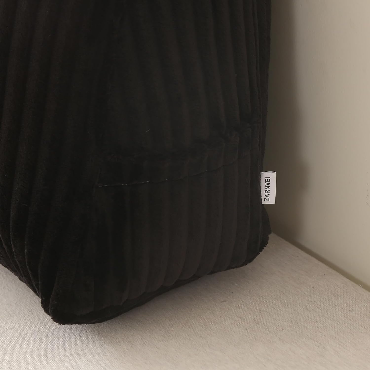 Corduroy Wedge Reading Pillow for Bed, 3 Sizes, 4 Colors for Bed, Sofa, Office Chair (Black, Medium 19 * 16 * 7in)