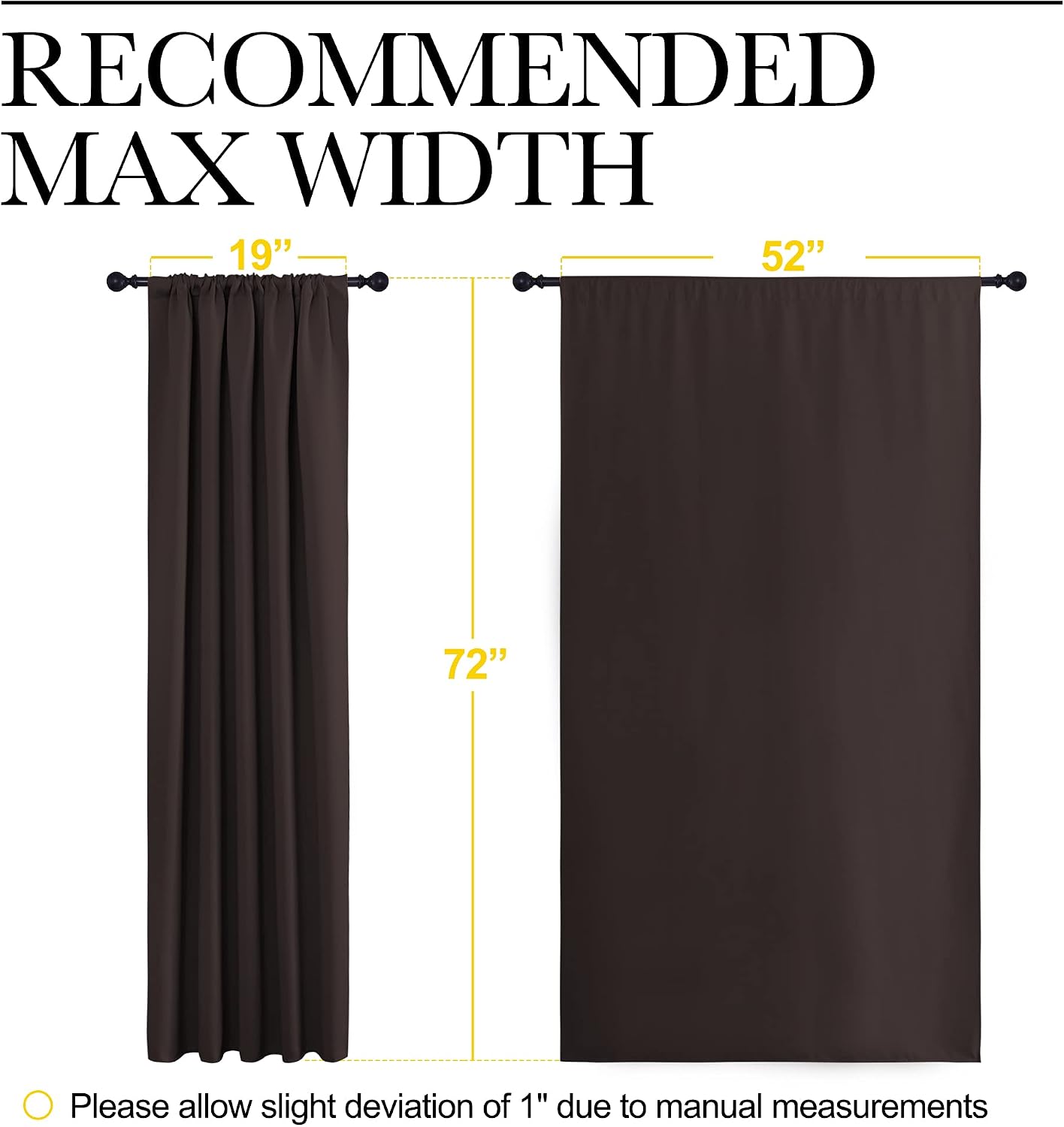 NICETOWN Blackout Curtain Panels 72 inches - Energy Saving Thermal Insulated Solid Rod Pocket Blackout Curtains for Bedroom (1 Pair, 52…