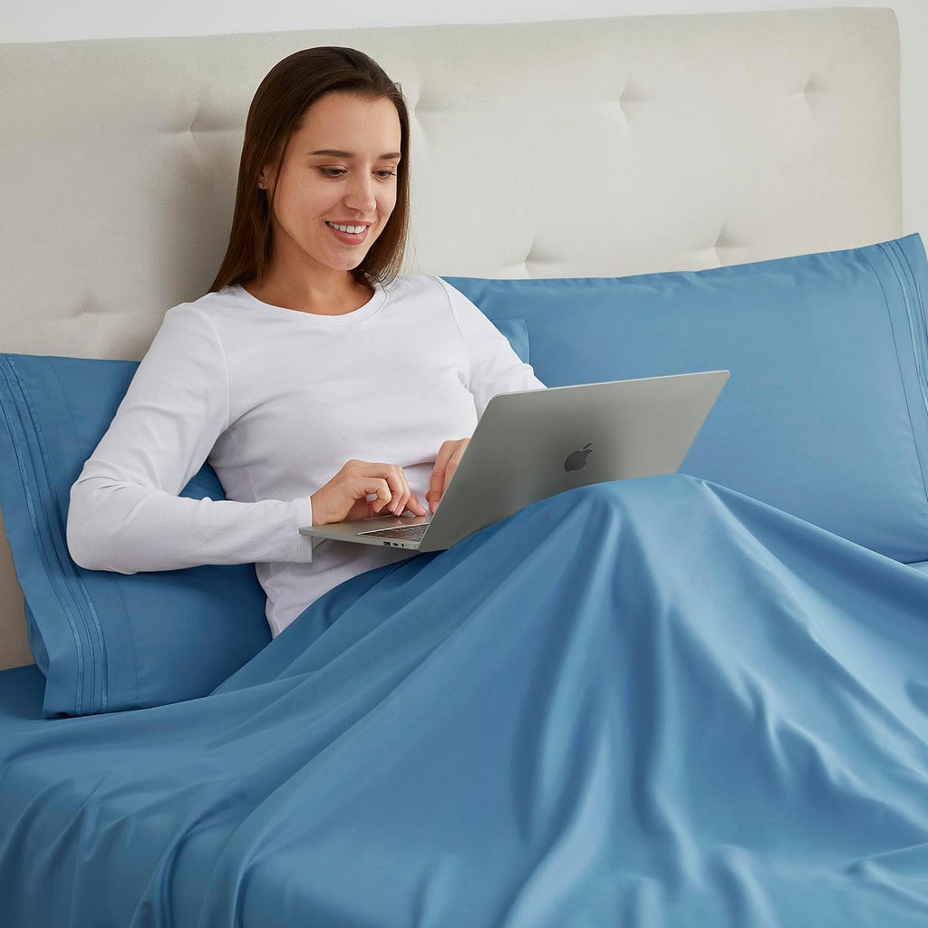 Nestl Blue Heaven King Pillow Cases 2 – Soft King Size Pillow Case, 1800 Brushed Microfiber Pillowcases, Envelope Closure Pillowcase, King…