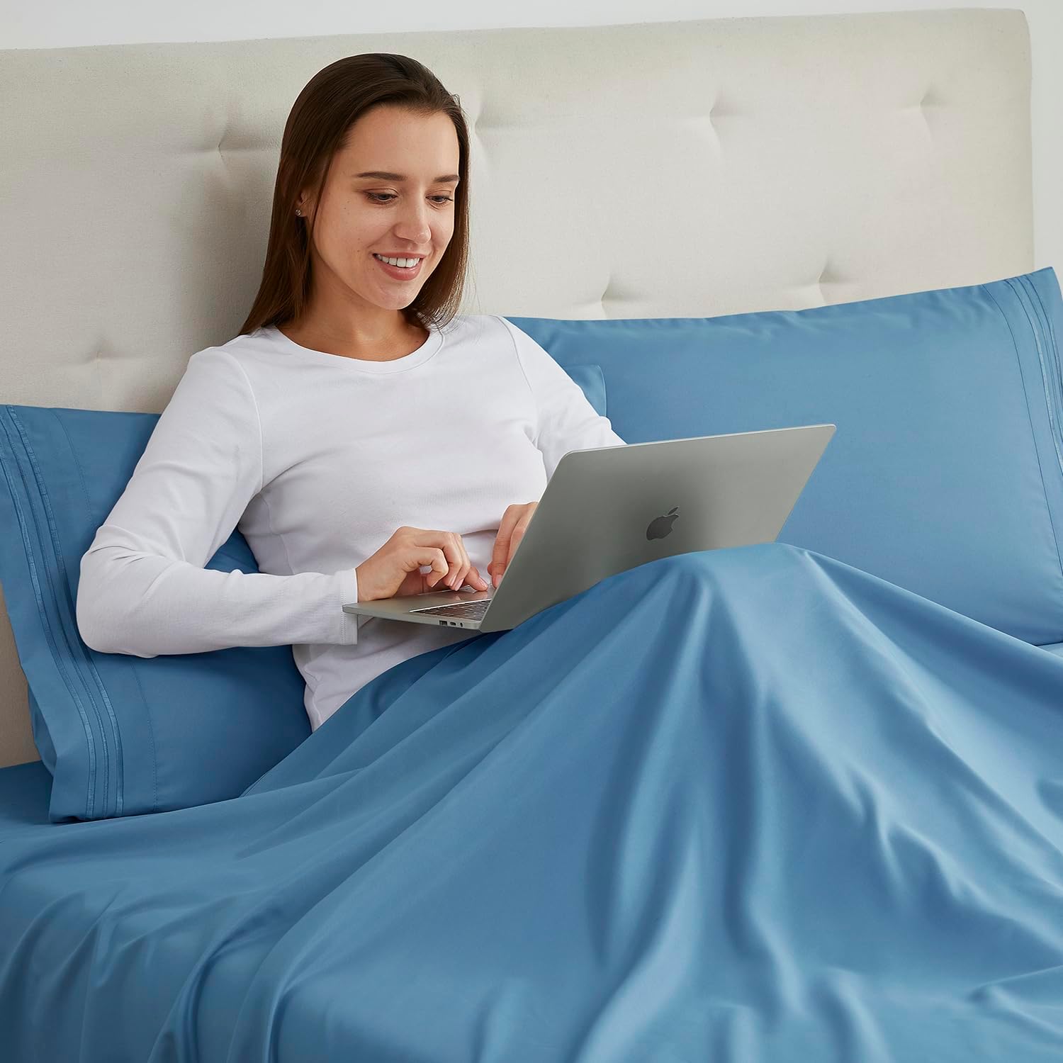 Nestl Blue Heaven King Pillow Cases 2 – Soft King Size Pillow Case, 1800 Brushed Microfiber Pillowcases, Envelope Closure Pillowcase, King…