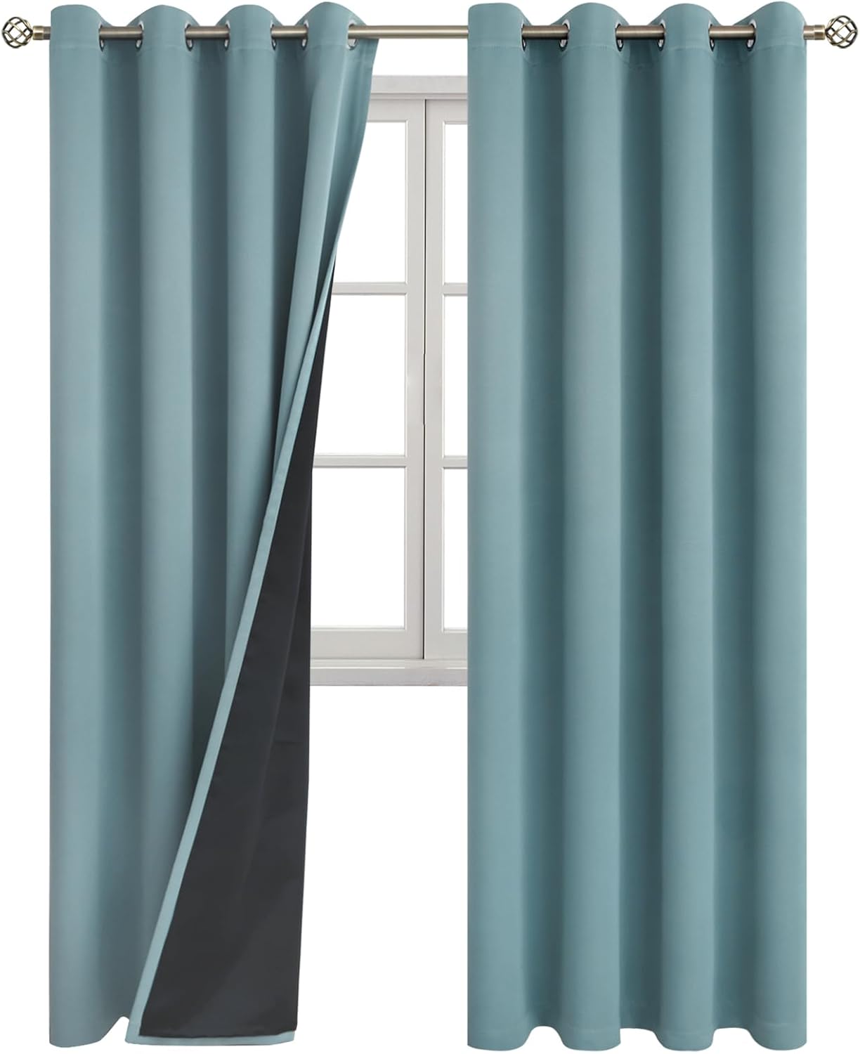 BGment Thermal Insulated 100% Blackout Curtains for Bedroom with Black Liner, Double Layer Full Room Darkening Noise Reducing Grommet Curta…
