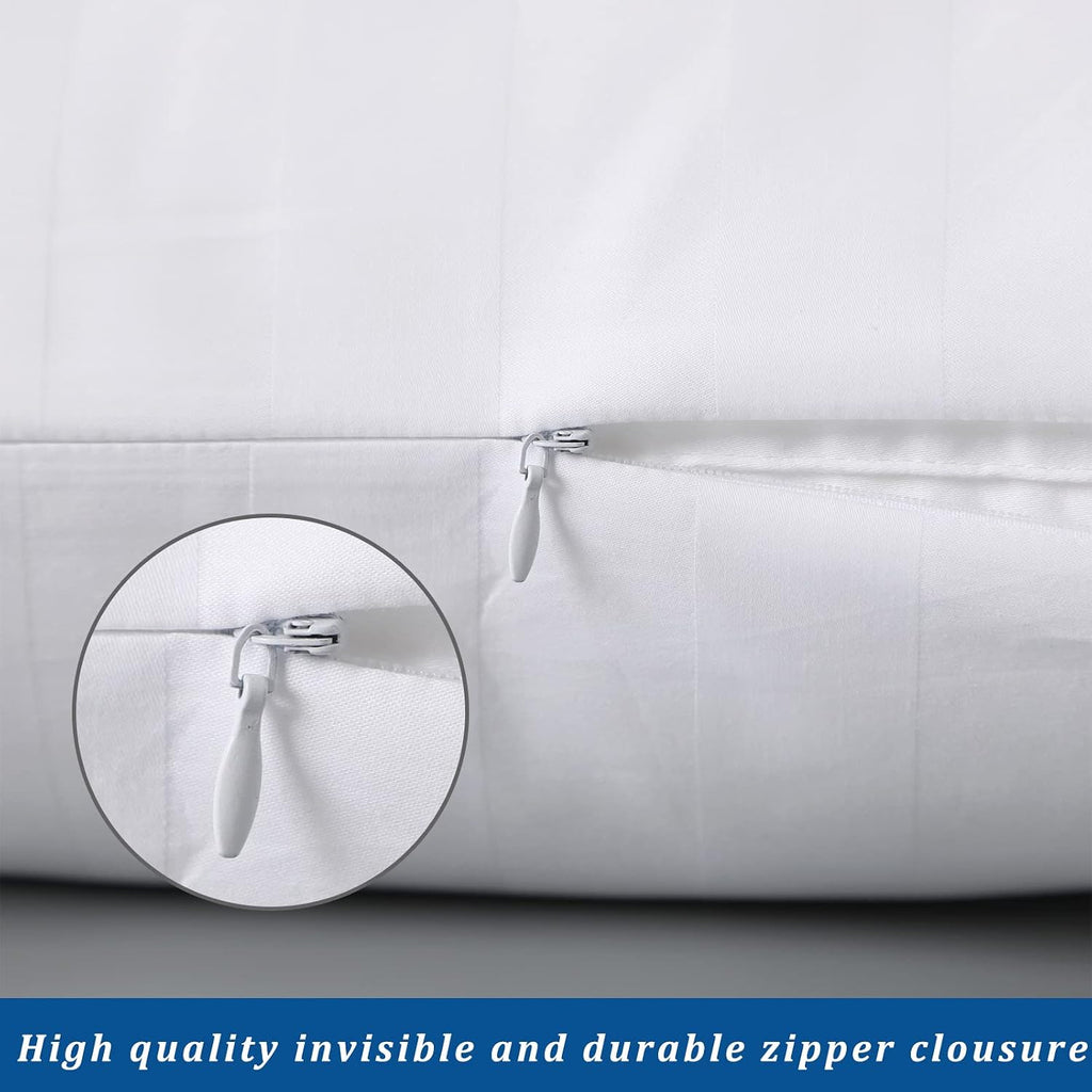 ZaizaiHome Pillow Cases Queen Size, 100% Egyptian Cotton Pillow Protectors with Zipper, 400 Thread Count Sateen Weave White Pillowcases Que…