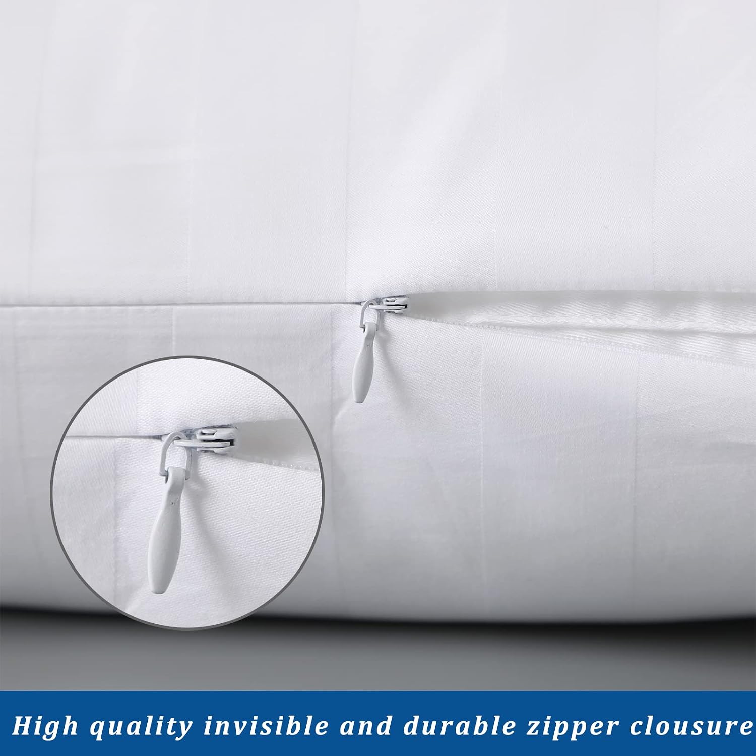 ZaizaiHome Pillow Cases Queen Size, 100% Egyptian Cotton Pillow Protectors with Zipper, 400 Thread Count Sateen Weave White Pillowcases Que…