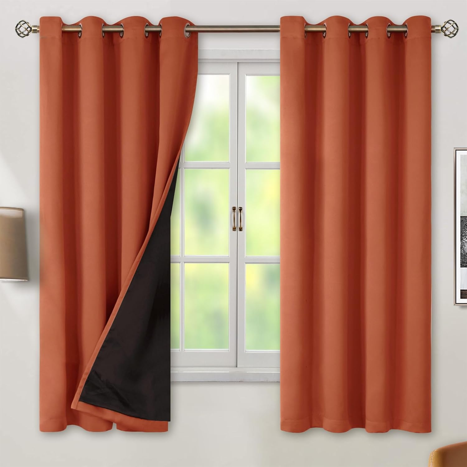 BGment Thermal Insulated 100% Blackout Curtains 63 Inch Length 2 Panels, Total Light Blocking Curtains for Bedroom, Grommet Window Drapes w…