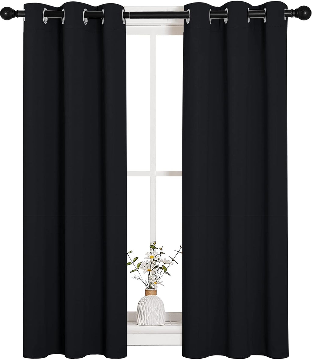 NICETOWN Cafe Blackout Curtains and Drapes for Shack, 2 Panels, 29 inches Wide by 40 inches Long, Black, Solid Thermal Insulated Grommet…