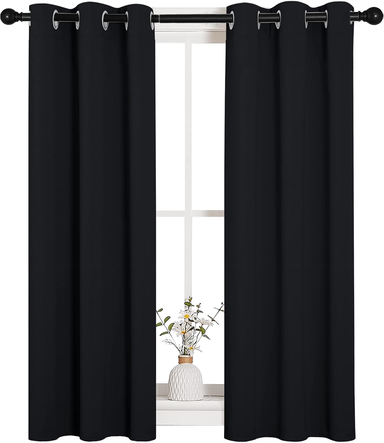 NICETOWN Cafe Blackout Curtains and Drapes for Shack, 2 Panels, 29 inches Wide by 40 inches Long, Black, Solid Thermal Insulated Grommet…