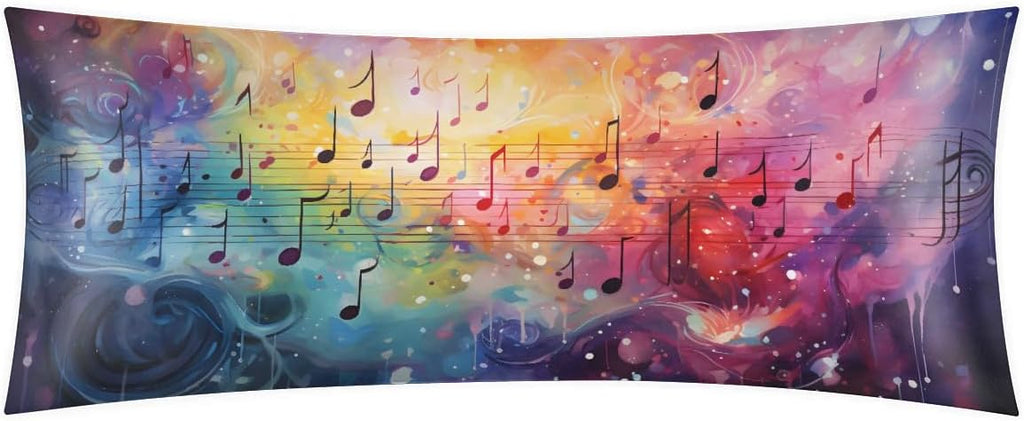 Music Notes Color Body Pillow Pillowcase 21"x 54" Long Body Pillow Cover with Zipper King Size Pillow Cases Queen Pillowcase for Hair and…