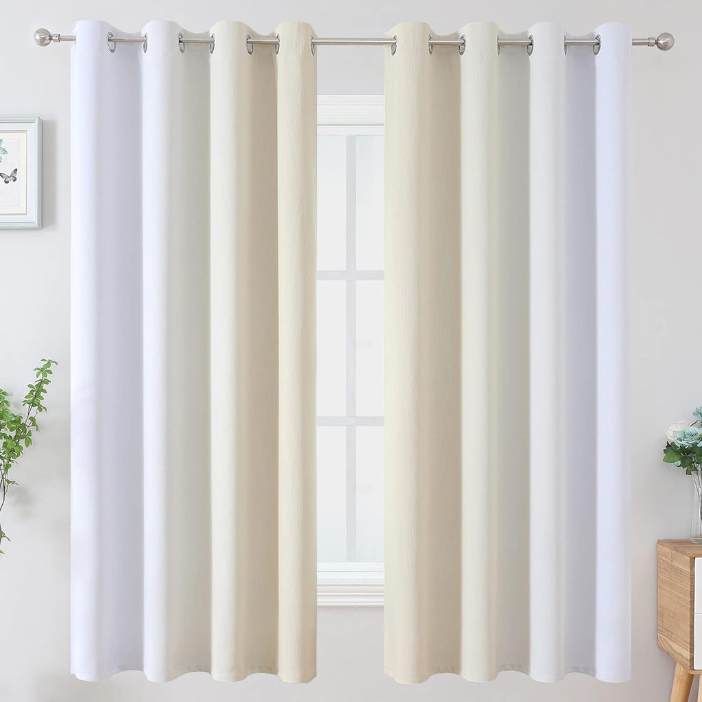 Estelartextiler Estelar Textiler Beige and Grayish White Blackout Curtains & Drapes for Bedroom, Thermal Insulated Ombre Blackout Drapes, F…
