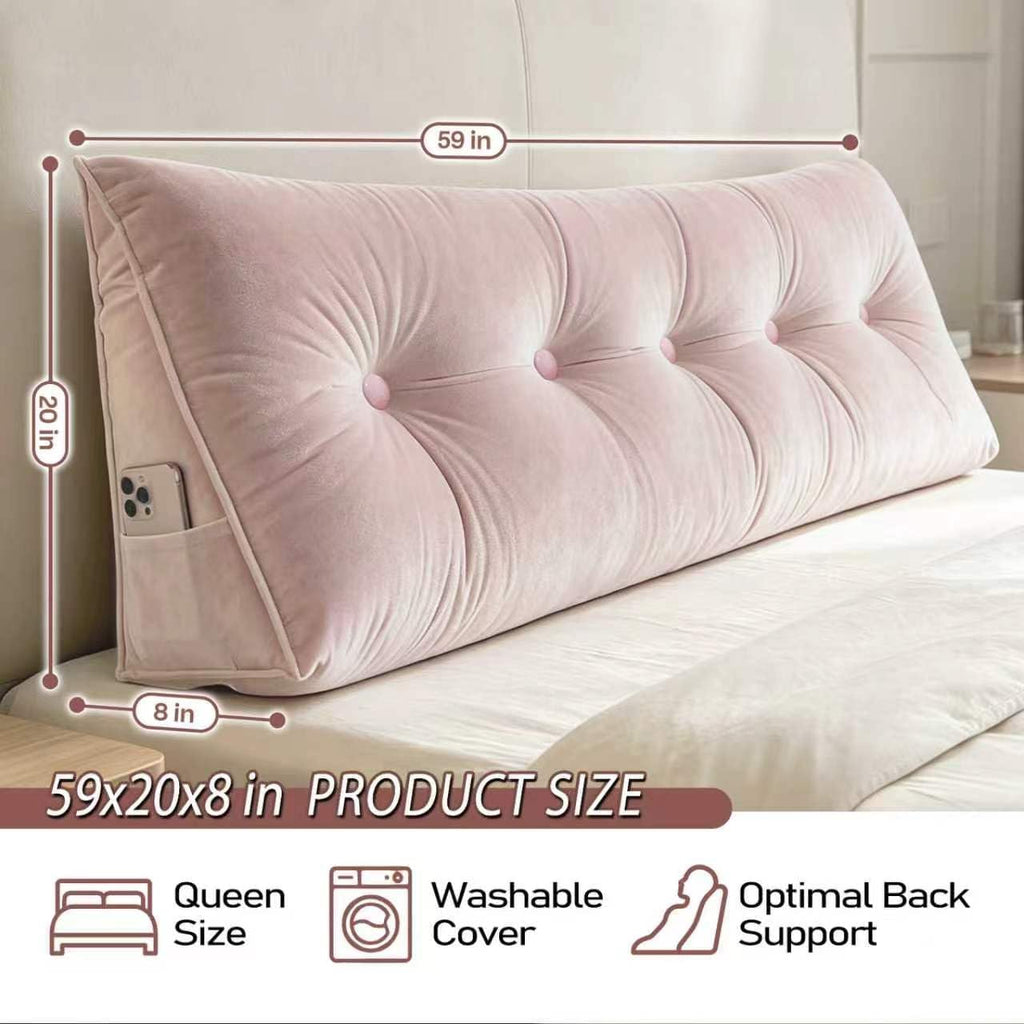 Scnut Headboard Pillow Queen, Triangle Wedge Pillow for Headboard, Ergonomic Backrest Cushion for Reading Sitting Working Removable Crystal…