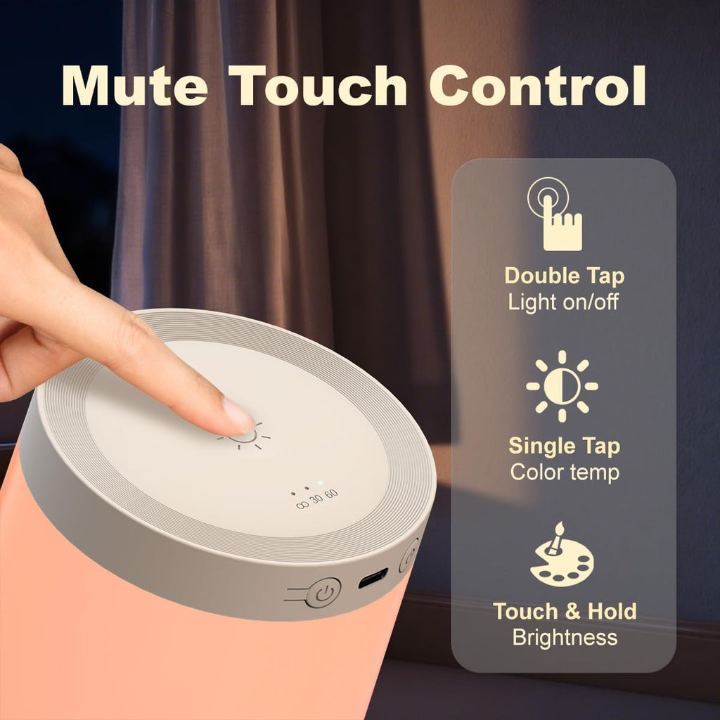 3 Color Nursery Night Light for Adults & Kids Rechargeable Long Battery Life Touch Night Lamp Dimmable Brightness with 3 Timers Portable…