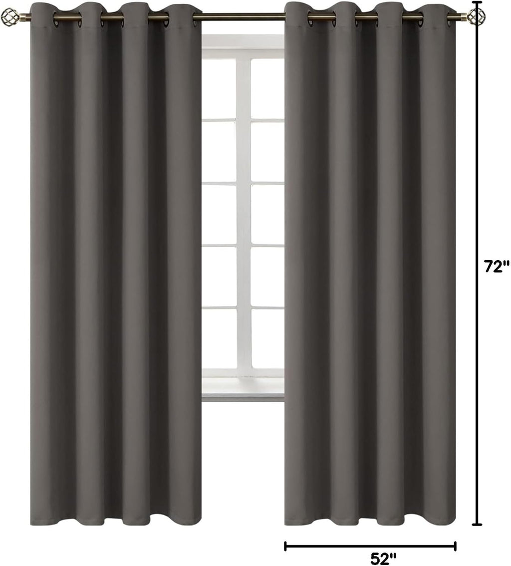 BGment Blackout Curtains for Bedroom - Grommet Thermal Insulated Room Darkening Curtains for Living Room, Set of 2 Panels (52 x 72 Inch, Gr…