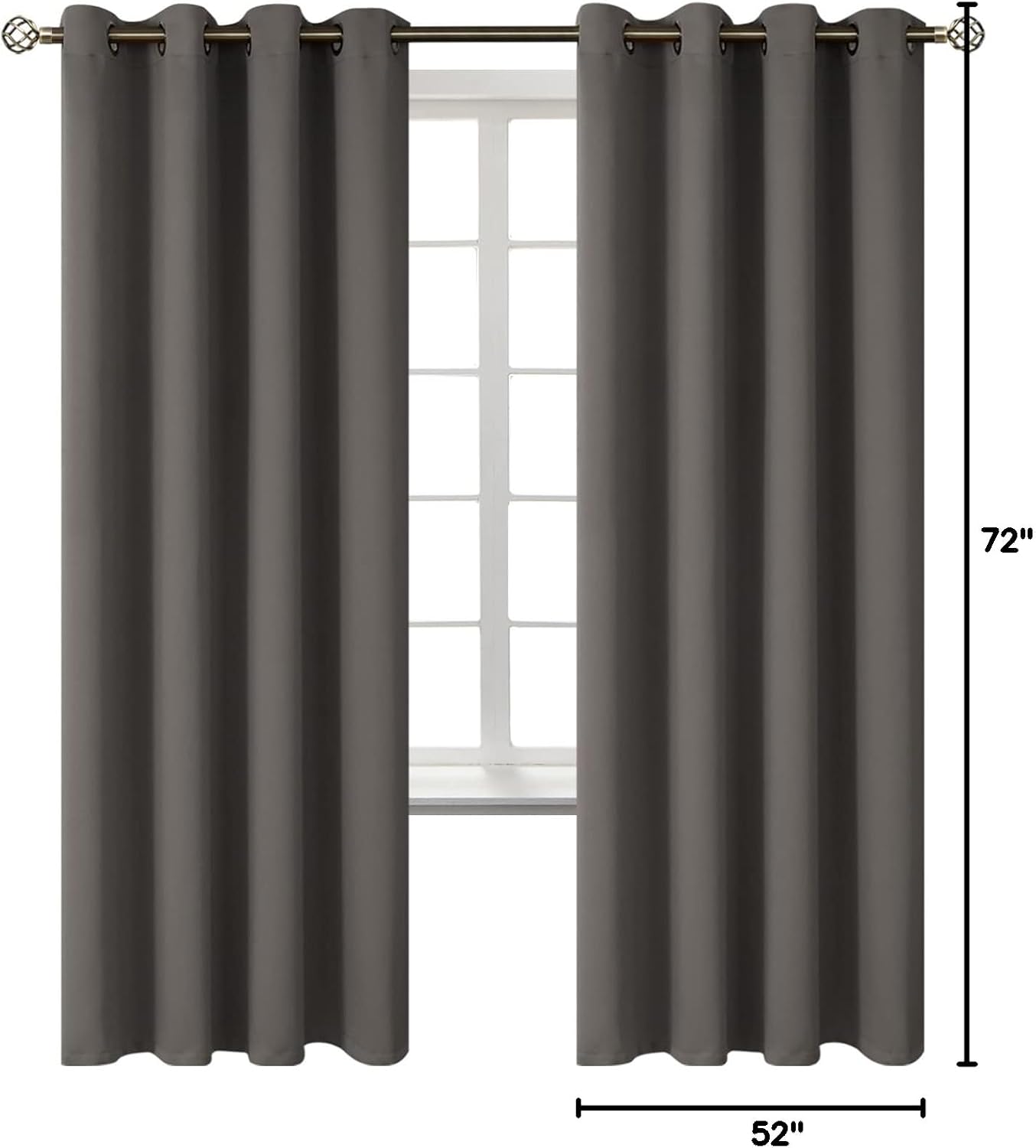 BGment Blackout Curtains for Bedroom - Grommet Thermal Insulated Room Darkening Curtains for Living Room, Set of 2 Panels (52 x 72 Inch, Gr…