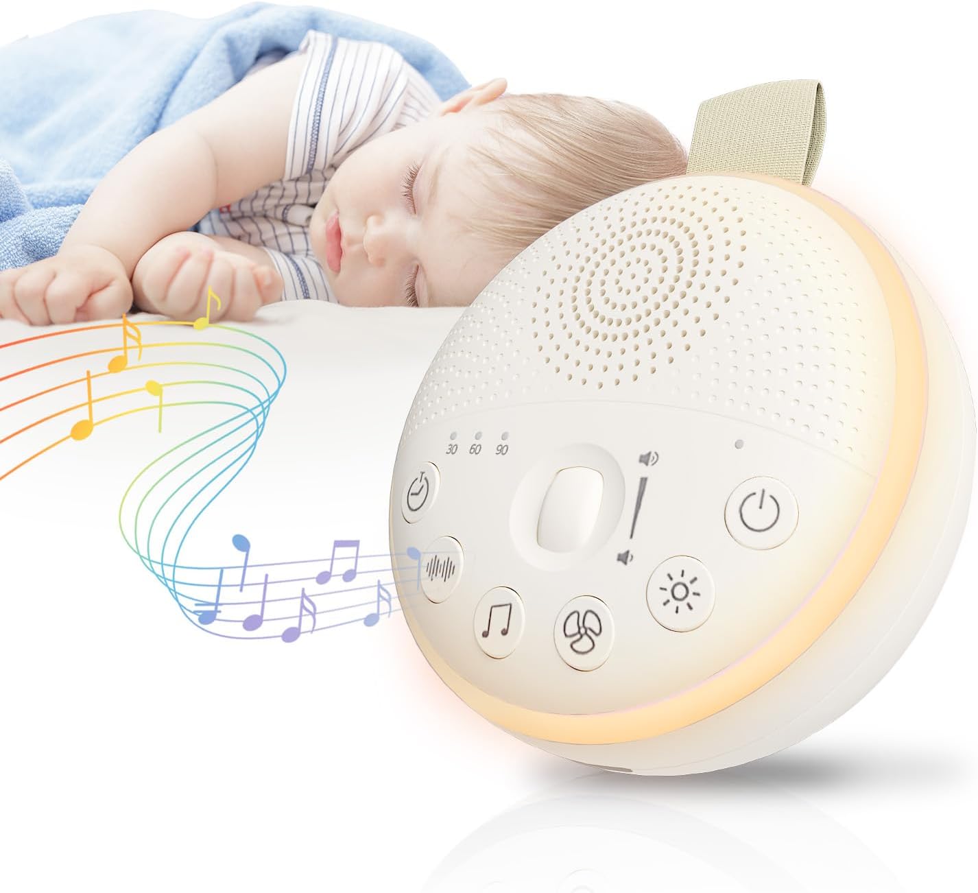 HuBDIC HubiCare White Noise Machine, Portable Sound Machine with 21 Soothing Sleep Sounds, Long-Lasting Battery, Gentle LED Mood Light, Tra…