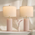 PoKat 23" Pink Ceramic Table Lamps Set of 2, Modern Bedroom Lamps for Girls Room, Bedside Lamps for Night Stands, Cute Lamps for Living…