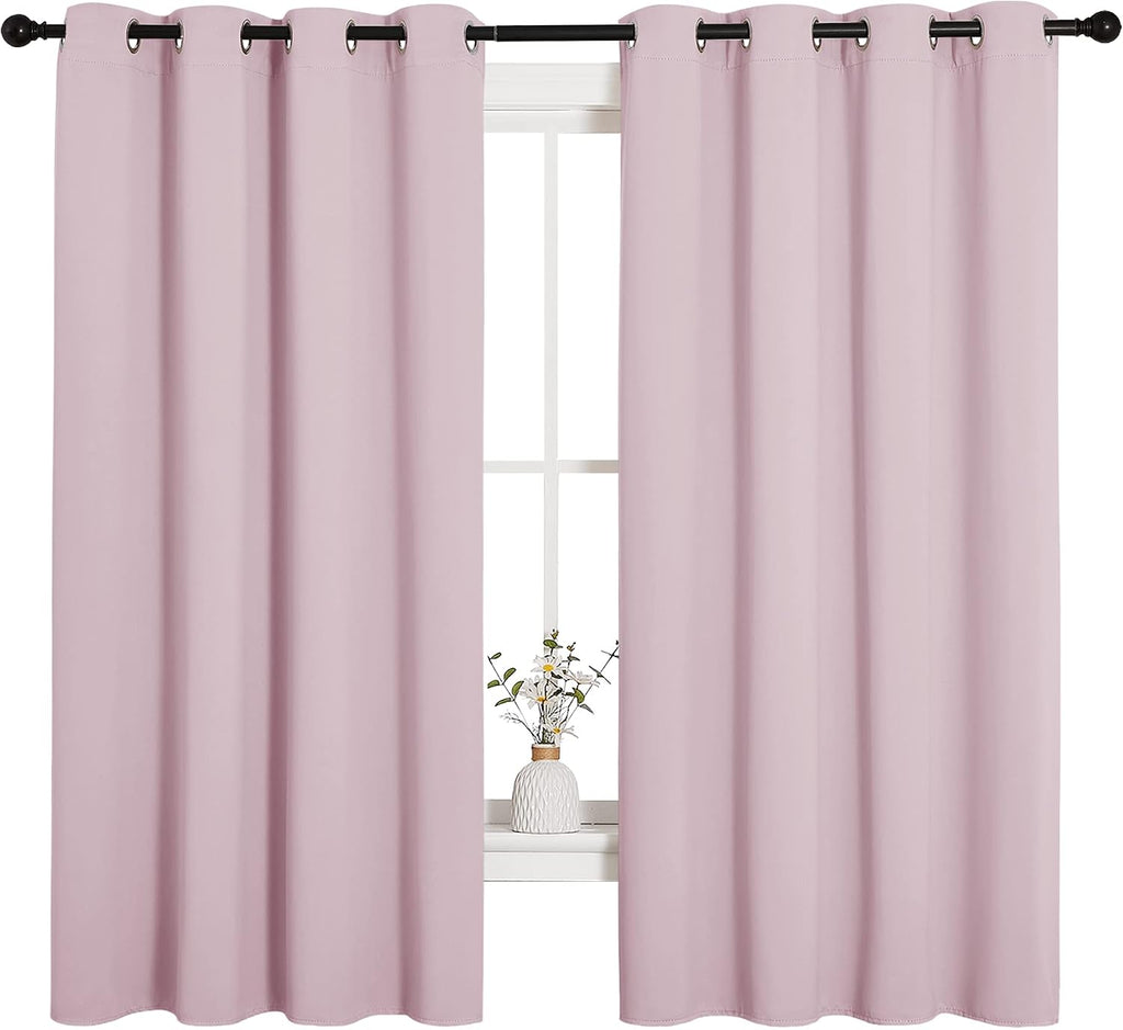 NICETOWN Blackout Curtain Panels for Girls Room, Nursery Essential Thermal Insulated Solid Grommet Top Blackout Drapes (Lavender Pink, 1…