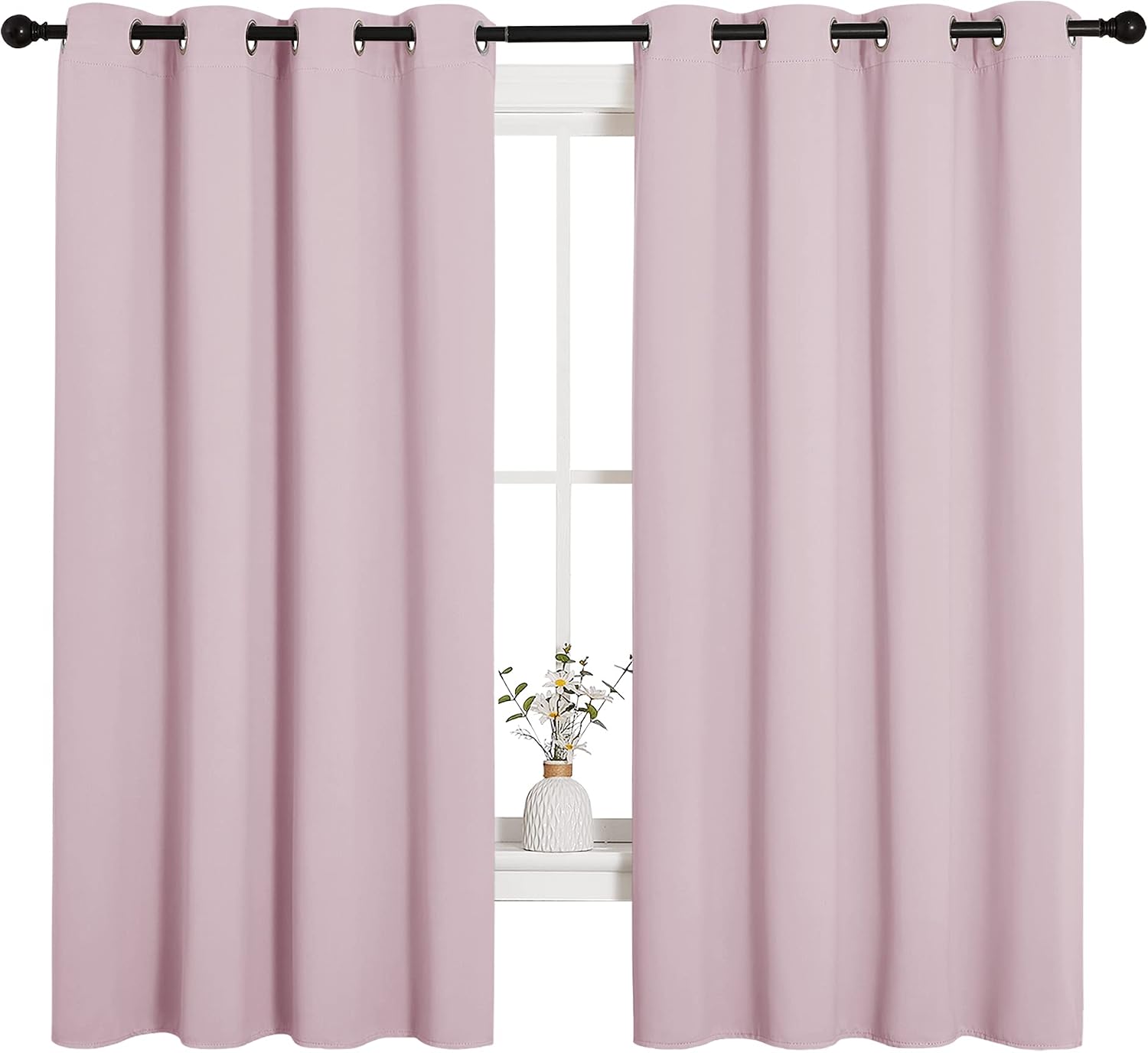 NICETOWN Blackout Curtain Panels for Girls Room, Nursery Essential Thermal Insulated Solid Grommet Top Blackout Drapes (Lavender Pink, 1…