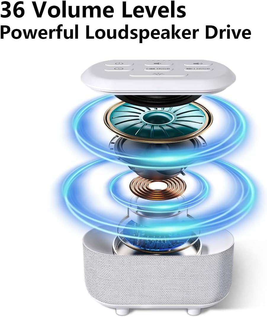 Alarm Clock Brown Noise Sound Machine Digital Alarm Clock with 12 Night Light Colors Clock Machine for Adults Baby Kids 36 Volume Levels…