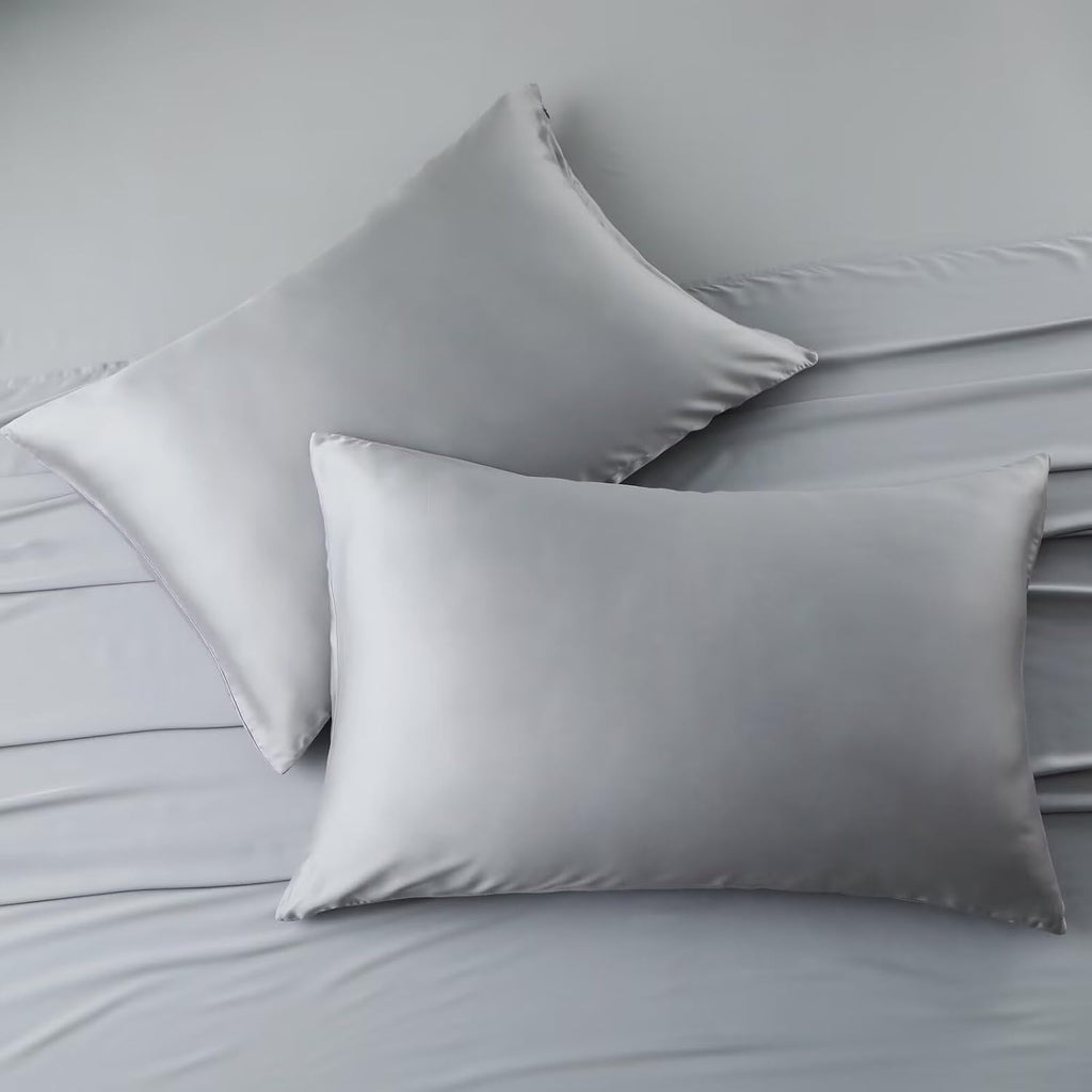 ShunjieHome 4 Pack Cooling Pillow Cases, Viscose Derived from Bamboo Pillow Protectors Queen Size Set of 4, 400 Thread Count Soft Silky Brea…