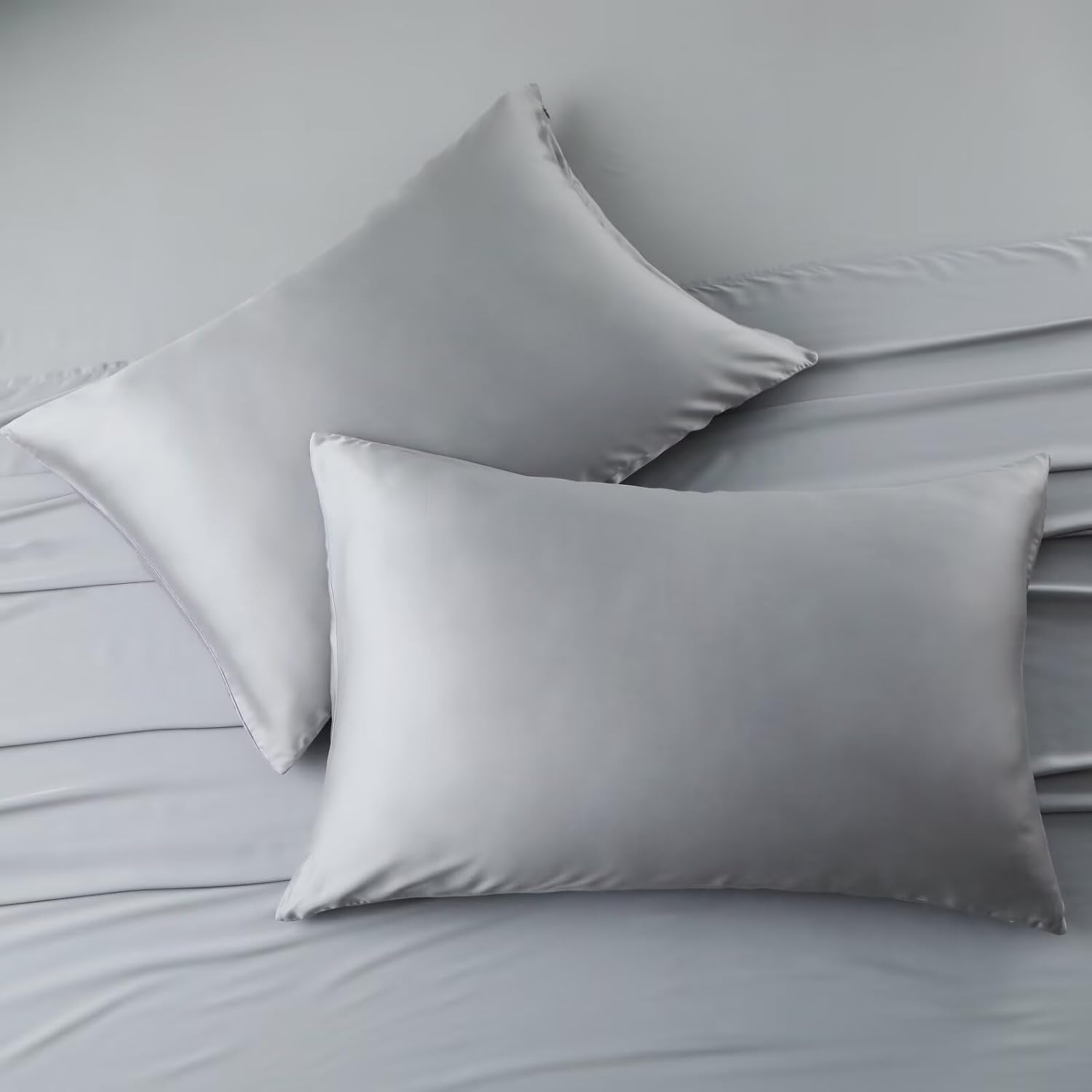 ShunjieHome 4 Pack Cooling Pillow Cases, Viscose Derived from Bamboo Pillow Protectors Queen Size Set of 4, 400 Thread Count Soft Silky Brea…