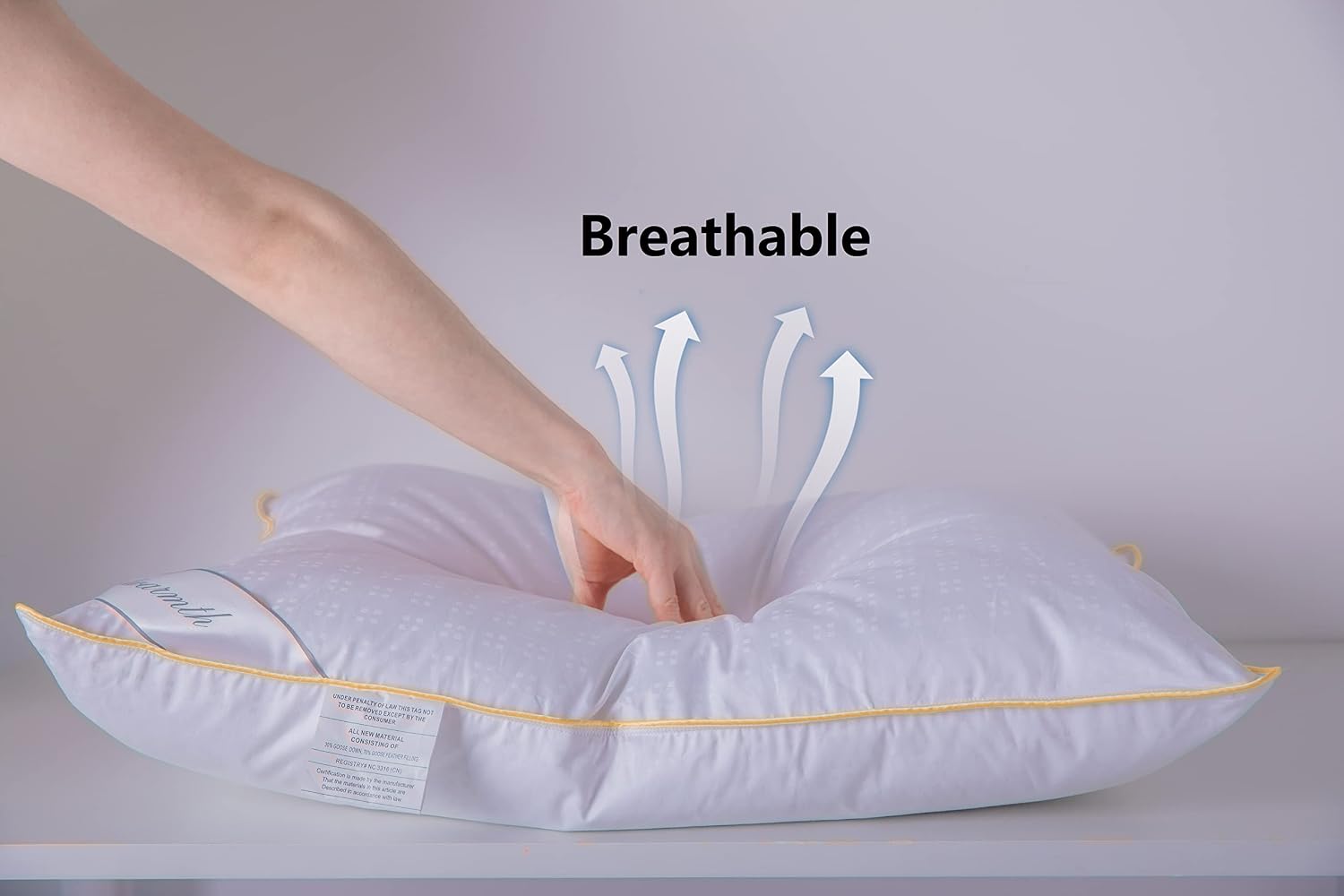 Goose Down Feather Soft Pillows Queen Size One Pillow 100% Cotton Supportive Cool Bed Pillows for Back Side Stomach Sleepers