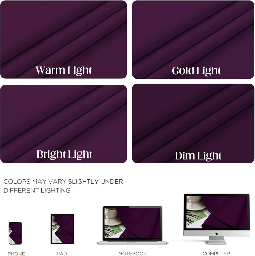Cucraf Purple Blackout Curtains 63 inch Length 2 Panels Set, Room Darkening Drapes for Living Room Bedroom, Thermal Insulated Light Blockin…