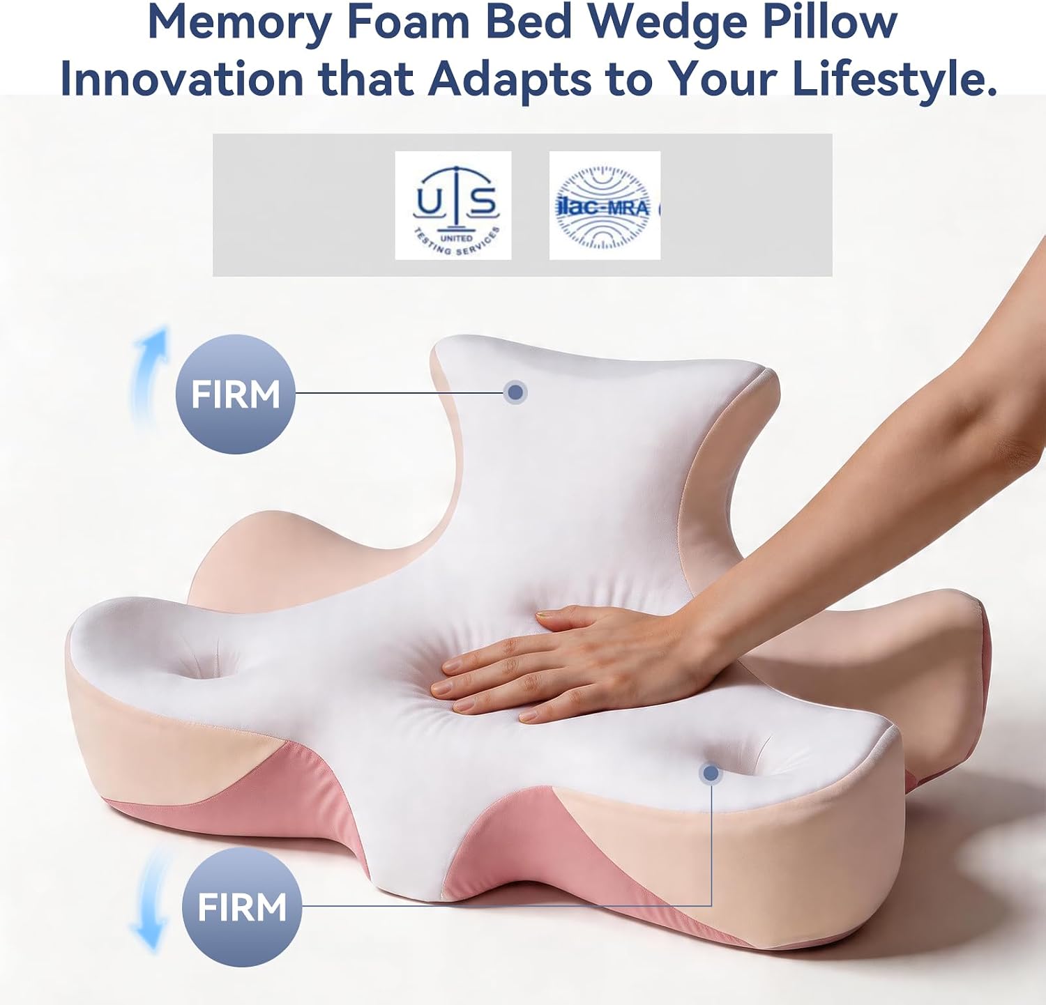 AiSleep Reading Pillow for Bed, Leaning, Lying and Prone, Memory Foam Bed Wedge Pillow for Headboard, Ergonomic Bed Wedge Pillow for Sleepi…
