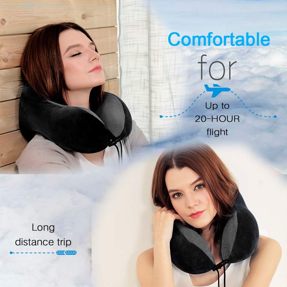 TALLGONeckPillowAlwaysHere TALLGO Travel Pillow, Memory Foam Neck Pillow Head Support Soft Pillow for Sleeping Rest, Airplane Car & Home Us…