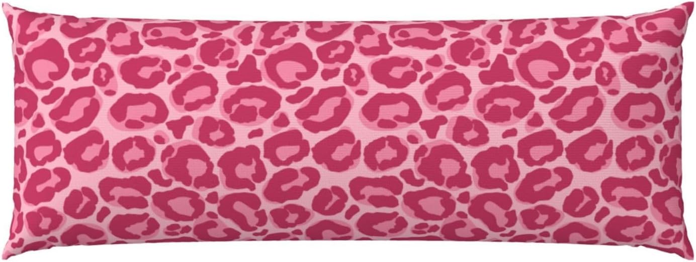 Sovvin Pink Leopard Print Body Pillow Cover Long Pillow Case with Zipper Decorative Soft Cushion Bedding Pillowcase for Couch Bedroo…
