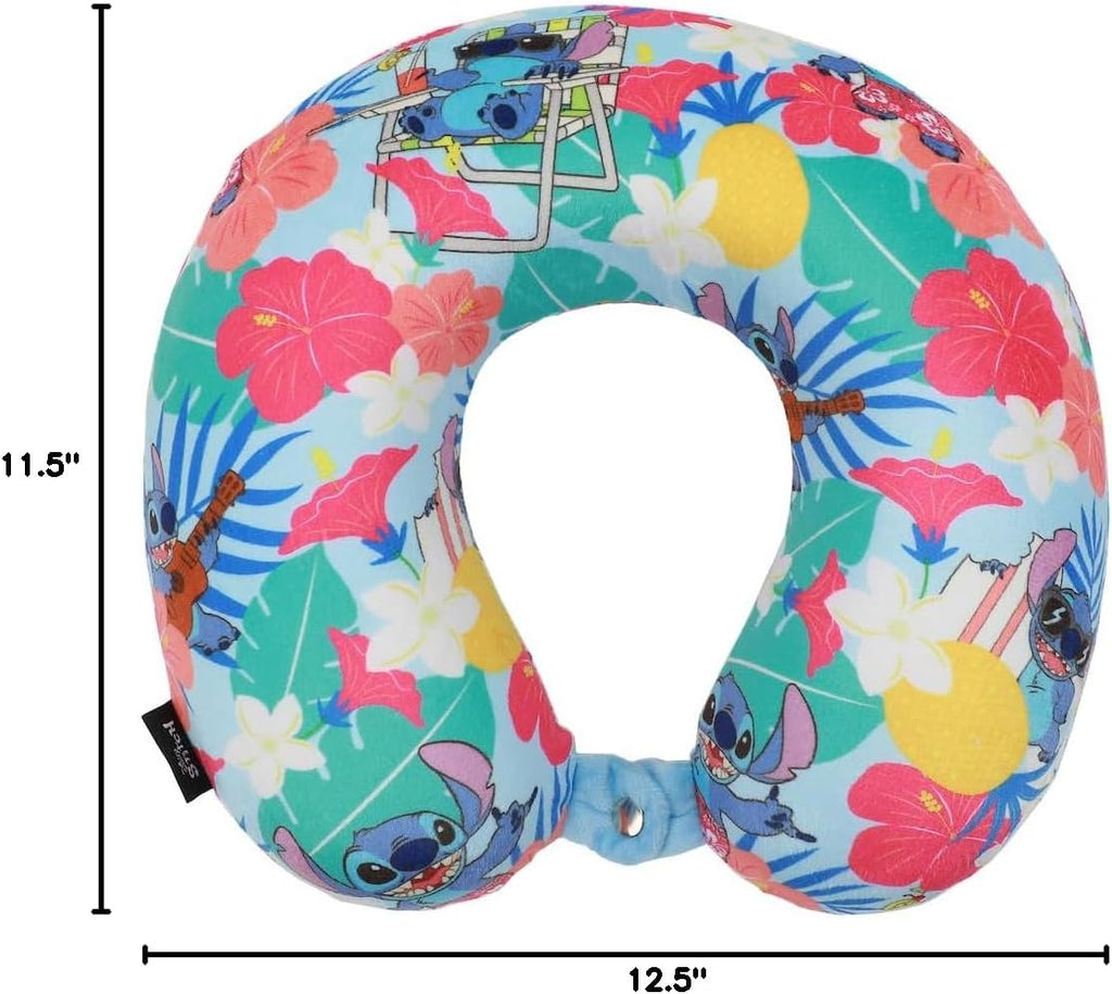 Bioworld Lilo & Stitch kids Travel Set with Neck Pillow, Eye Mask, and Luggage Tag - Comfort and Style for Young Travelers!