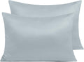 Ntbay Zippered Satin Pillow Cases for Hair and Skin, Luxury Standard Hidden Zipper Pillowcases Set of 2, 20x26 Inches, Grey 26 Inches Grey