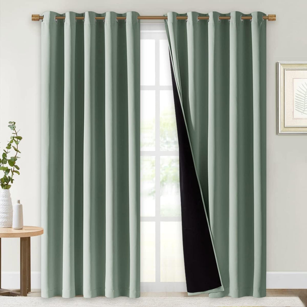Nicetown 100% Blackout Window Curtain Panels, Cold and Full Light Blocking Drapes with Black Liner for Nursery, 84" Drop Thermal Insulated…
