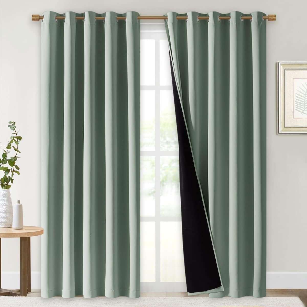 Nicetown 100% Blackout Window Curtain Panels, Cold and Full Light Blocking Drapes with Black Liner for Nursery, 84" Drop Thermal Insulated…