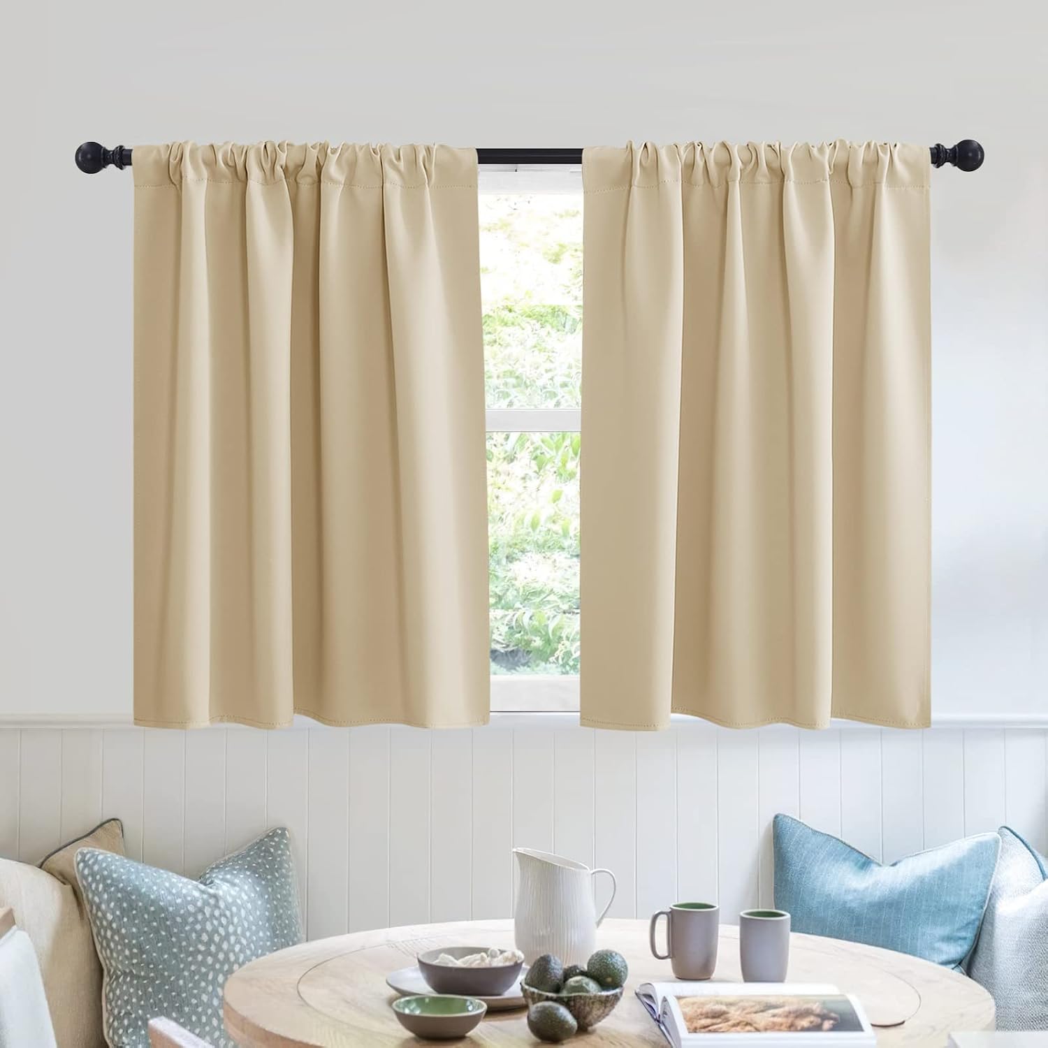 Rybhome RYB HOME Privacy Bathroom Window Curtains, Short Thermal Insulated Heat Blocking Privacy Rod Pocket Half Window Curtain Tiers for N…